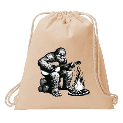 Bigfoot Playing Guitar Rock On Sasquatch Big Foot Drawstring Bag