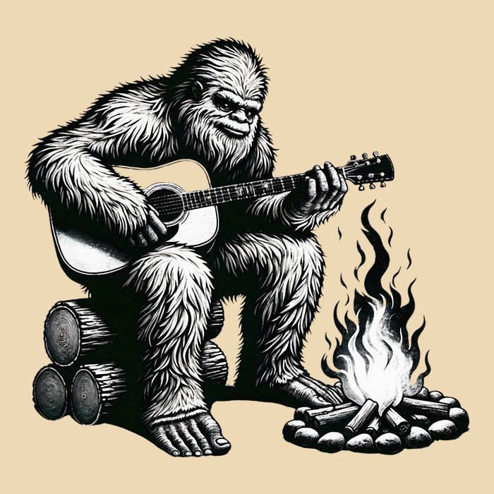 Bigfoot Playing Guitar Rock On Sasquatch Big Foot Bag