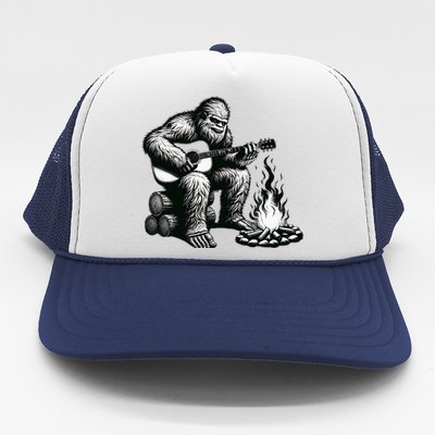 Bigfoot Playing Guitar Rock On Sasquatch Big Foot Trucker Hat