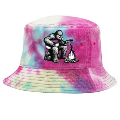 Bigfoot Playing Guitar Rock On Sasquatch Big Foot Tie-Dyed Bucket Hat