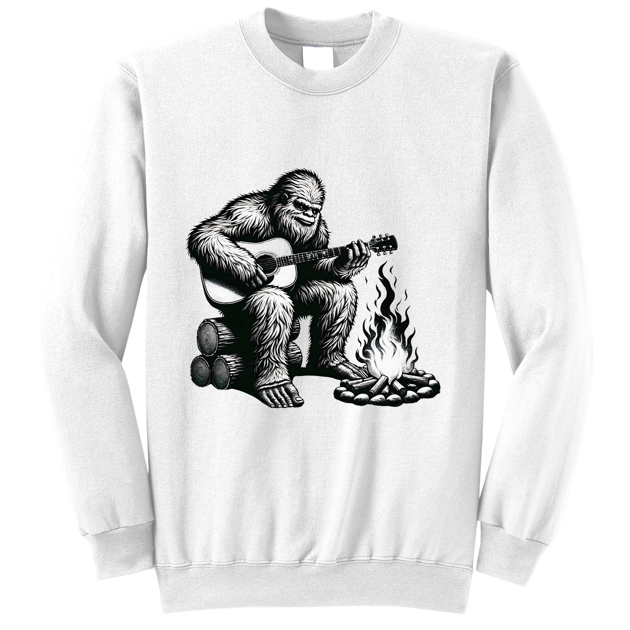 Bigfoot Playing Guitar Rock On Sasquatch Big Foot Sweatshirt