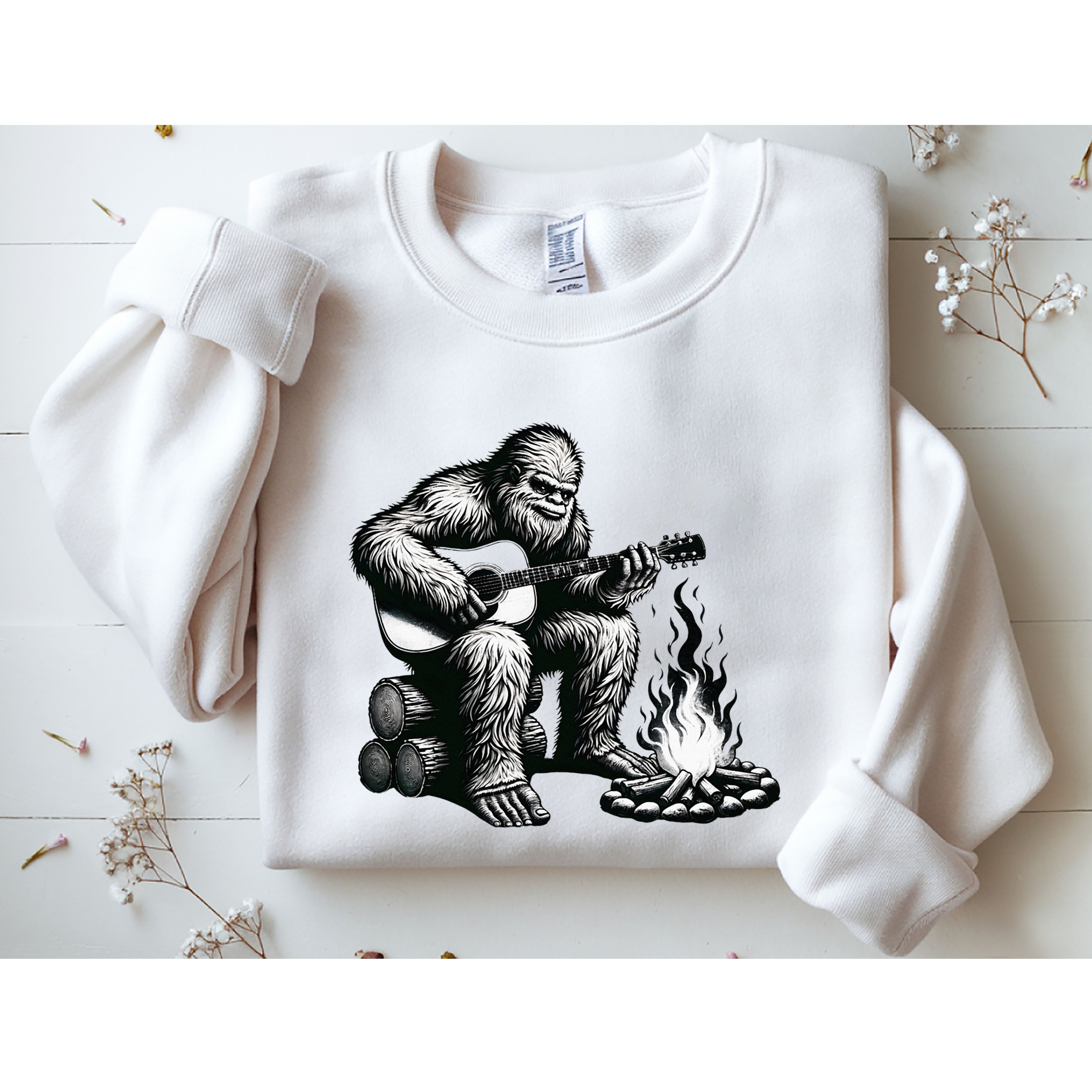 Bigfoot Playing Guitar Rock On Sasquatch Big Foot Sweatshirt