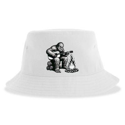 Bigfoot Playing Guitar Rock On Sasquatch Big Foot Sustainable Bucket Hat