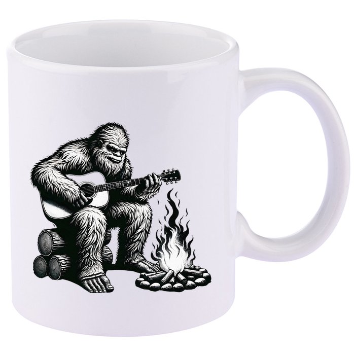 Bigfoot Playing Guitar Rock On Sasquatch Big Foot 11oz C Handle Ceramic Mug