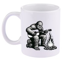 Bigfoot Playing Guitar Rock On Sasquatch Big Foot 11oz C Handle Ceramic Mug