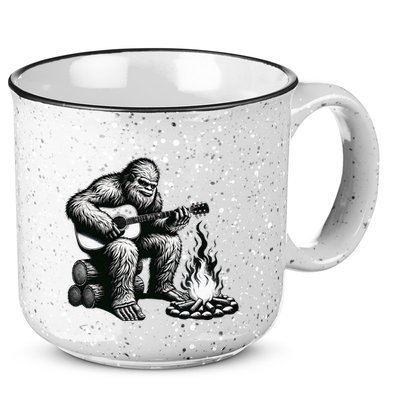 Bigfoot Playing Guitar Rock On Sasquatch Big Foot 15oz Campfire Ceramic Mug