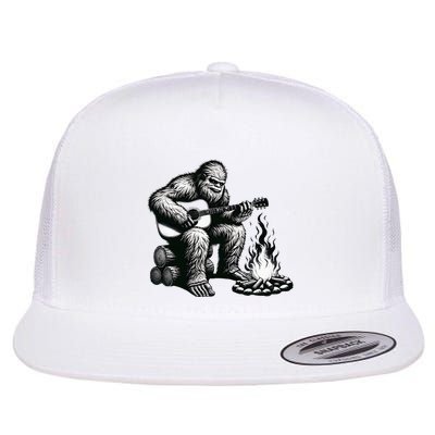 Bigfoot Playing Guitar Rock On Sasquatch Big Foot Flatbill Hat