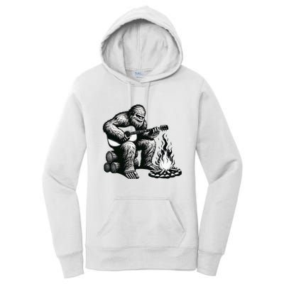 Bigfoot Playing Guitar Rock On Sasquatch Big Foot Women's Pullover Hoodie