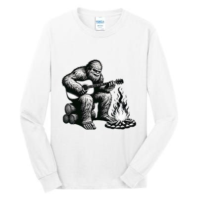 Bigfoot Playing Guitar Rock On Sasquatch Big Foot Tall Long Sleeve T-Shirt