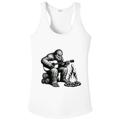 Bigfoot Playing Guitar Rock On Sasquatch Big Foot Ladies PosiCharge Competitor Racerback Tank