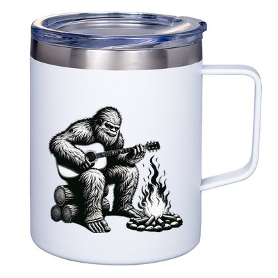 Bigfoot Playing Guitar Rock On Sasquatch Big Foot 12oz Stainless Steel Coffee Mug