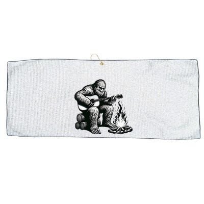 Bigfoot Playing Guitar Rock On Sasquatch Big Foot Large Microfiber Waffle Golf Towel