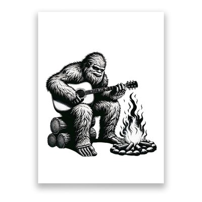 Bigfoot Playing Guitar Rock On Sasquatch Big Foot Poster