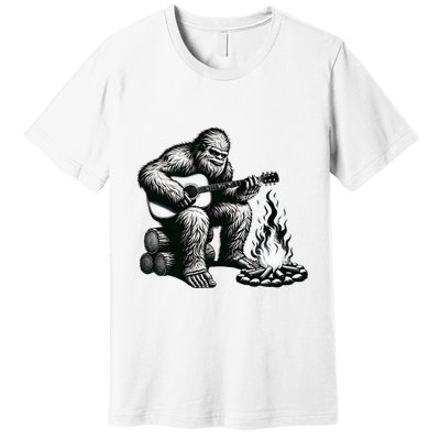 Bigfoot Playing Guitar Rock On Sasquatch Big Foot Premium T-Shirt