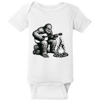 Bigfoot Playing Guitar Rock On Sasquatch Big Foot Baby Bodysuit