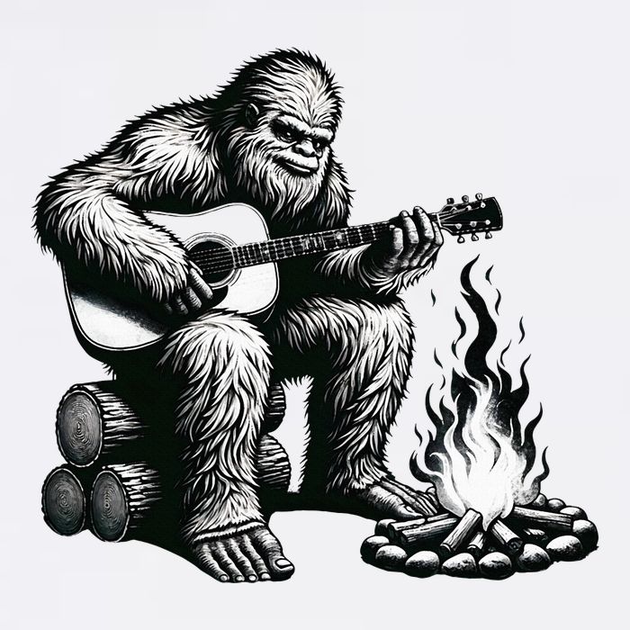 Bigfoot Playing Guitar Rock On Sasquatch Big Foot Baby Bodysuit
