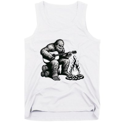 Bigfoot Playing Guitar Rock On Sasquatch Big Foot Tank Top