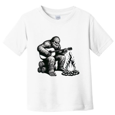 Bigfoot Playing Guitar Rock On Sasquatch Big Foot Toddler T-Shirt