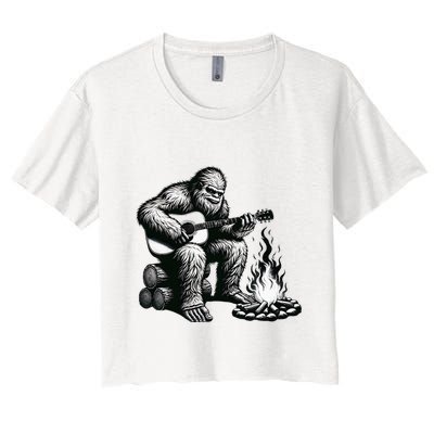 Bigfoot Playing Guitar Rock On Sasquatch Big Foot Crop Top