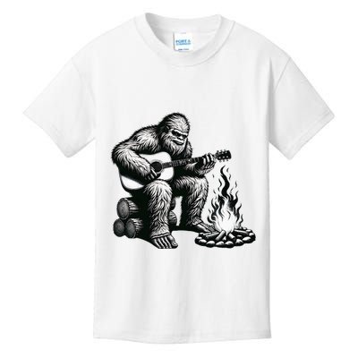Bigfoot Playing Guitar Rock On Sasquatch Big Foot Kids T-Shirt