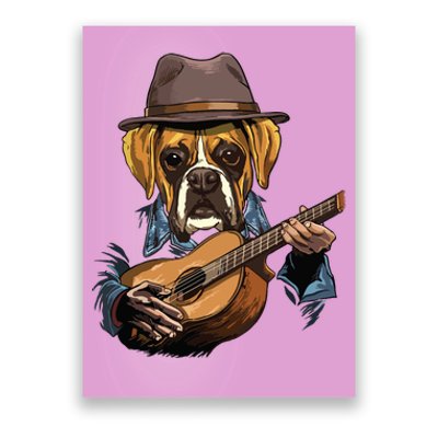 Boxer Playing Guitar Pet Doggo Boxer Dog Lover Guitar Player Poster