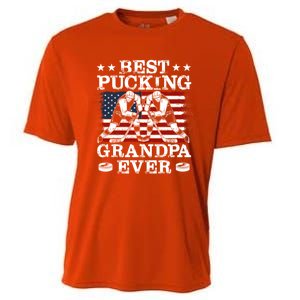 Best Pucking Grandpa Ever Hockey FatherS Day Meaningful Gift Cooling Performance Crew T-Shirt