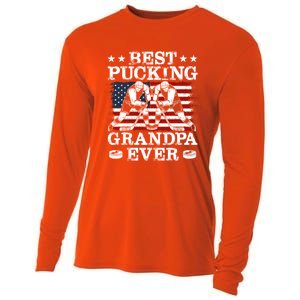 Best Pucking Grandpa Ever Hockey FatherS Day Meaningful Gift Cooling Performance Long Sleeve Crew