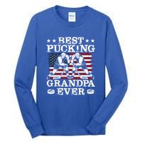 Best Pucking Grandpa Ever Hockey FatherS Day Meaningful Gift Tall Long Sleeve T-Shirt