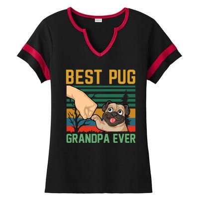 Best Pug Grandpa Ever Ladies Halftime Notch Neck Tee