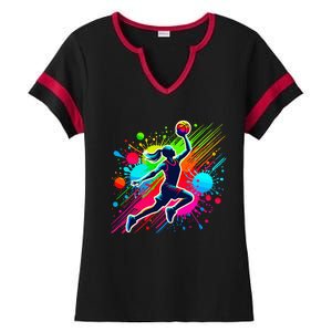 Basketball Player Girl Ladies Halftime Notch Neck Tee