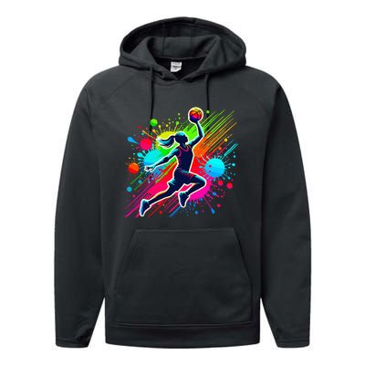 Basketball Player Girl Performance Fleece Hoodie