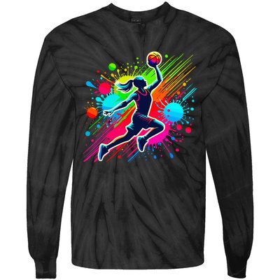 Basketball Player Girl Tie-Dye Long Sleeve Shirt