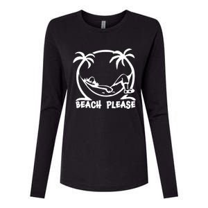 Beach Please Gift Fun Beach Wear For Summer Gift Womens Cotton Relaxed Long Sleeve T-Shirt