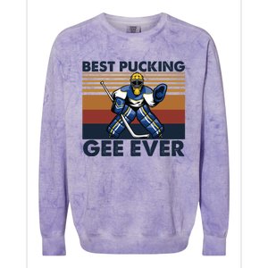 Best Pucking Gee Ever Funny Hockey Grandpa Saying Gift Colorblast Crewneck Sweatshirt