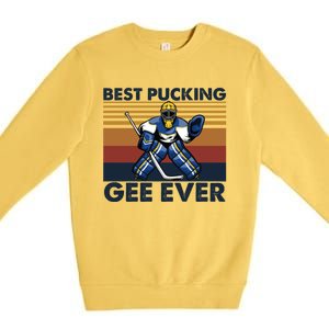 Best Pucking Gee Ever Funny Hockey Grandpa Saying Gift Premium Crewneck Sweatshirt