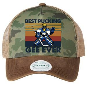 Best Pucking Gee Ever Funny Hockey Grandpa Saying Gift Legacy Tie Dye Trucker Hat