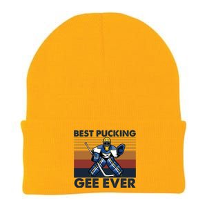 Best Pucking Gee Ever Funny Hockey Grandpa Saying Gift Knit Cap Winter Beanie