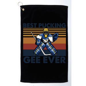 Best Pucking Gee Ever Funny Hockey Grandpa Saying Gift Platinum Collection Golf Towel