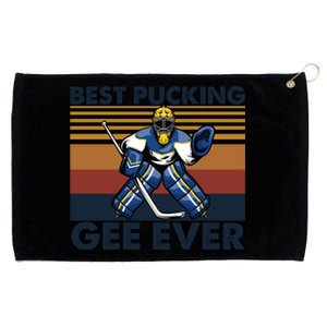 Best Pucking Gee Ever Funny Hockey Grandpa Saying Gift Grommeted Golf Towel