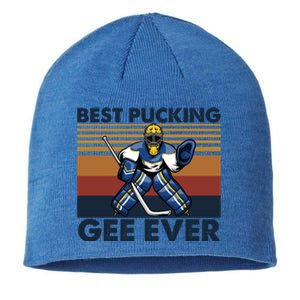 Best Pucking Gee Ever Funny Hockey Grandpa Saying Gift Sustainable Beanie