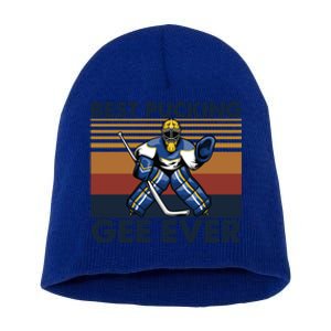 Best Pucking Gee Ever Funny Hockey Grandpa Saying Gift Short Acrylic Beanie