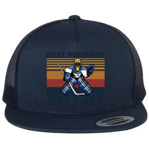 Best Pucking Gee Ever Funny Hockey Grandpa Saying Gift Flat Bill Trucker Hat