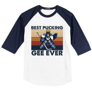 Best Pucking Gee Ever Funny Hockey Grandpa Saying Gift Baseball Sleeve Shirt