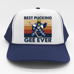 Best Pucking Gee Ever Funny Hockey Grandpa Saying Gift Trucker Hat