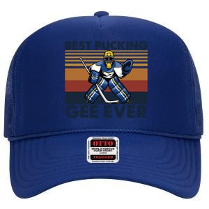 Best Pucking Gee Ever Funny Hockey Grandpa Saying Gift High Crown Mesh Back Trucker Hat