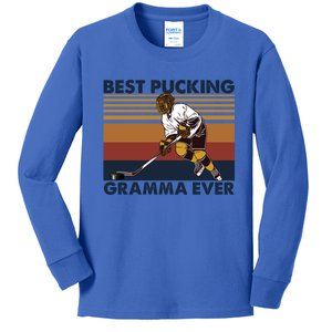 Best Pucking Gramma Ever Funny Hockey Grandma Saying Gift Kids Long Sleeve Shirt