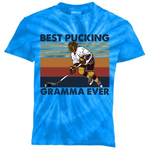 Best Pucking Gramma Ever Funny Hockey Grandma Saying Gift Kids Tie-Dye T-Shirt