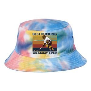 Best Pucking Grammy Ever Funny Hockey Grandma Saying Cute Gift Tie Dye Newport Bucket Hat