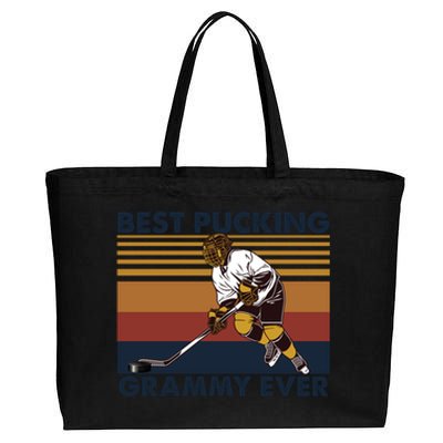 Best Pucking Grammy Ever Funny Hockey Grandma Saying Cute Gift Cotton Canvas Jumbo Tote