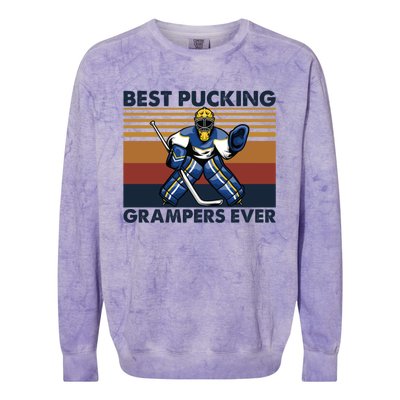 Best Pucking Grampers Ever Funny Hockey Grandpa Saying Gift Colorblast Crewneck Sweatshirt